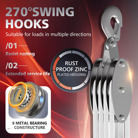 YATOINTO upgraded rope pulley hoist rope-drum enables smooth operation during lifts