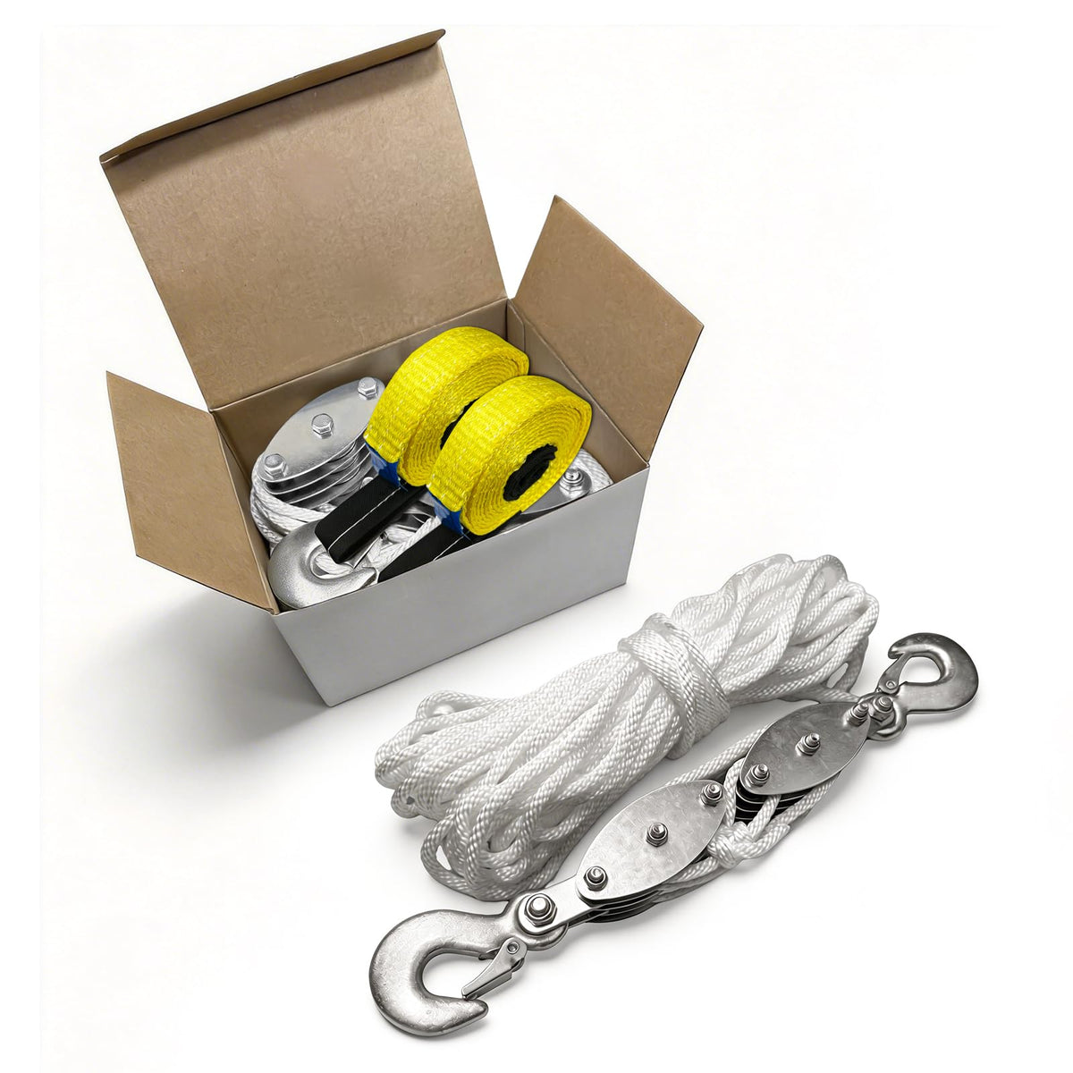YATOINTO upgraded rope pulley hoist includes straps for quick setup