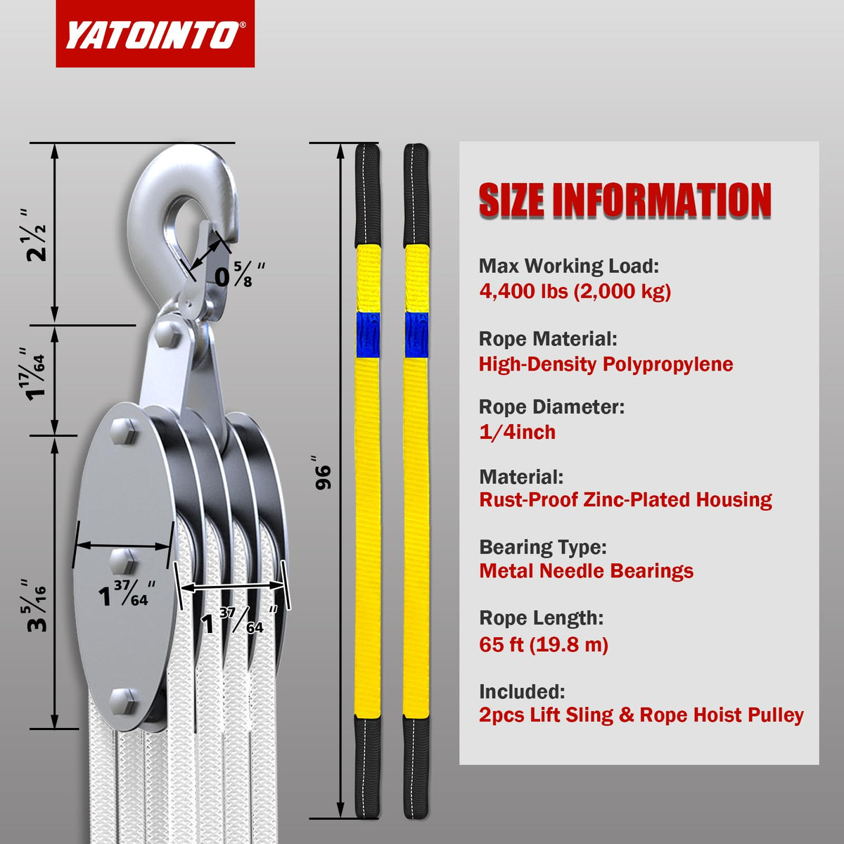 YATOINTO upgraded rope pulley hoist versatile-use for hunting, garage, and boating