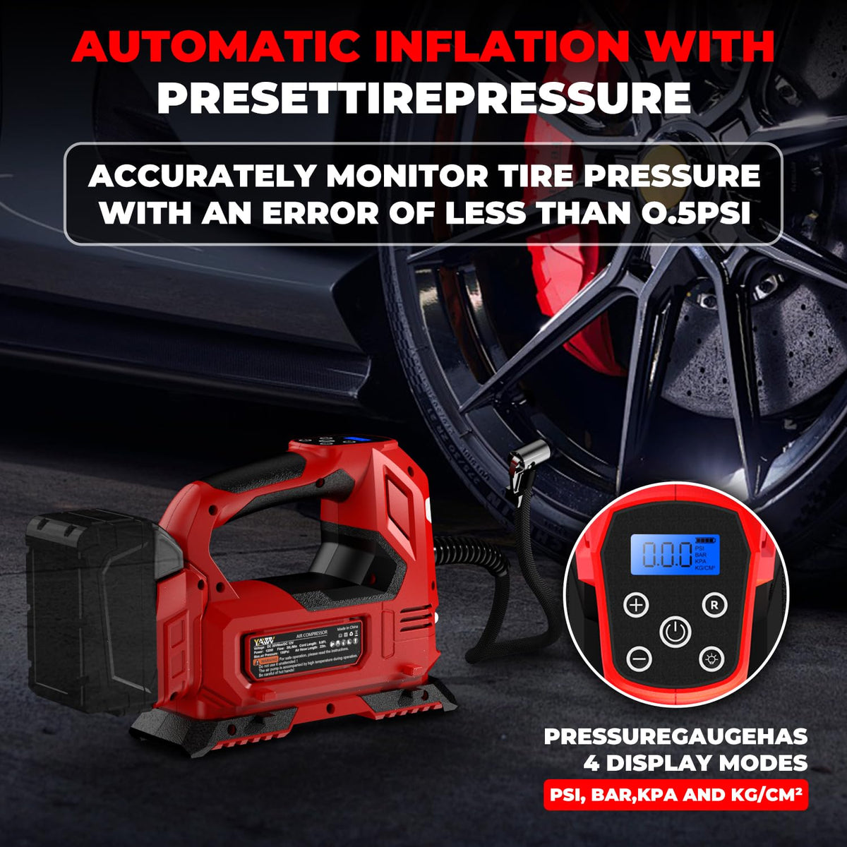 YAWV 11 ft car plug supports inflating during travel.