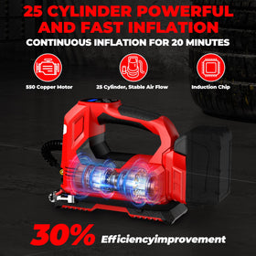 YAWV portable air pump with LED light and digital gauge for clear readings.