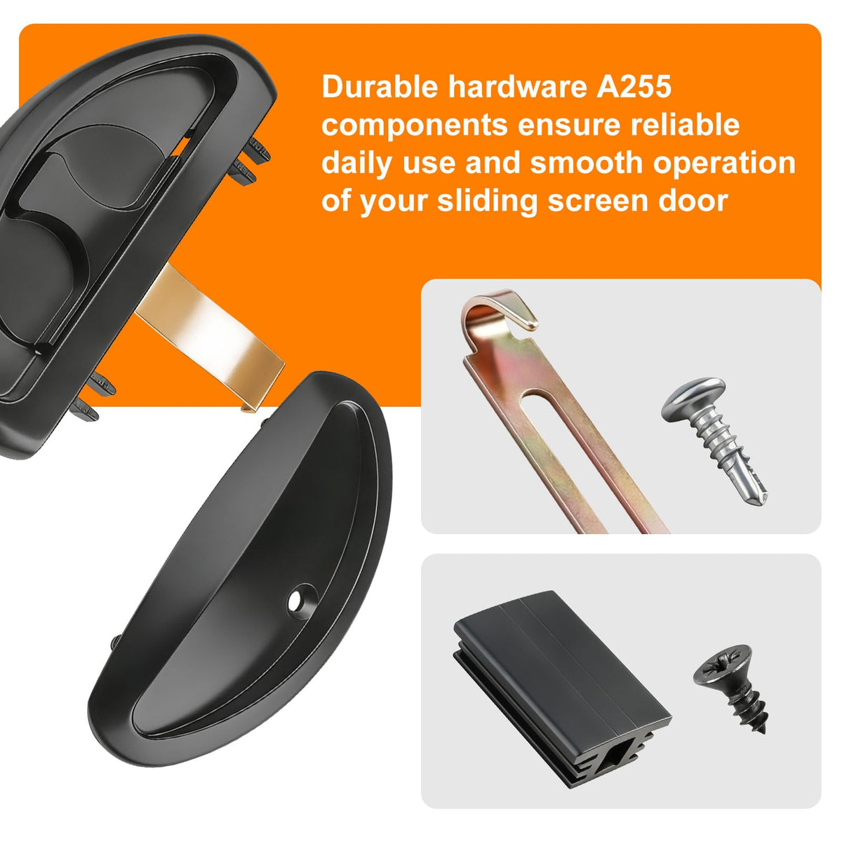 Yayapig black finish screen door handle—elegant look with reliable performance.