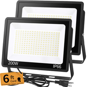 YAYIT 200W flood light with 6ft plug brightens large yards clearly