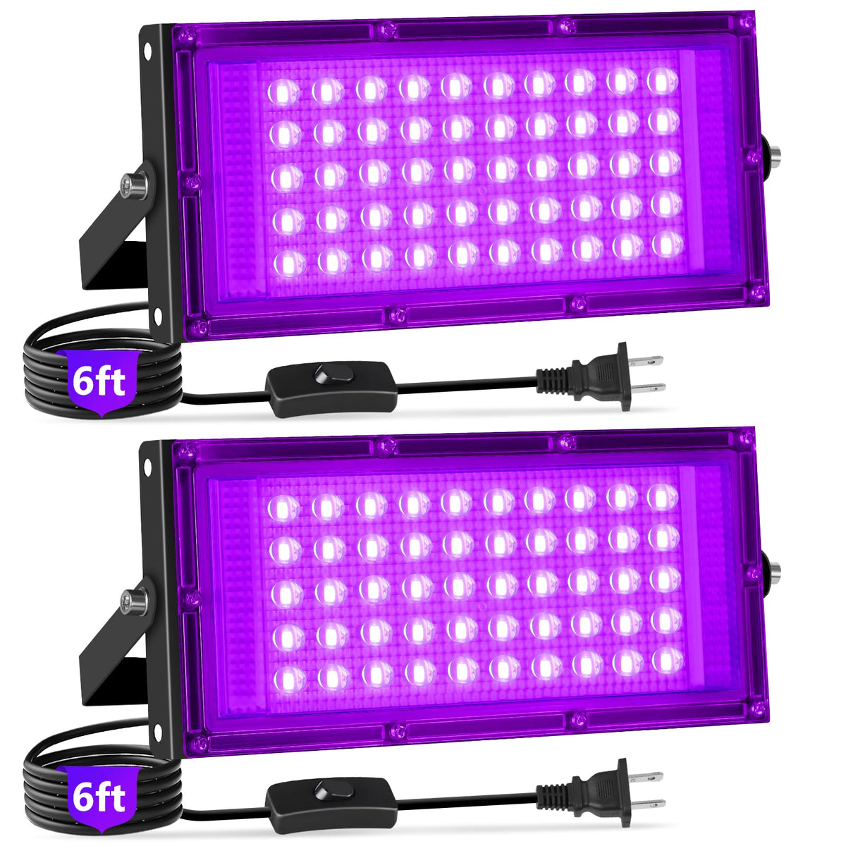 YAYIT 50W black light front view illuminates fluorescent posters for a glow party