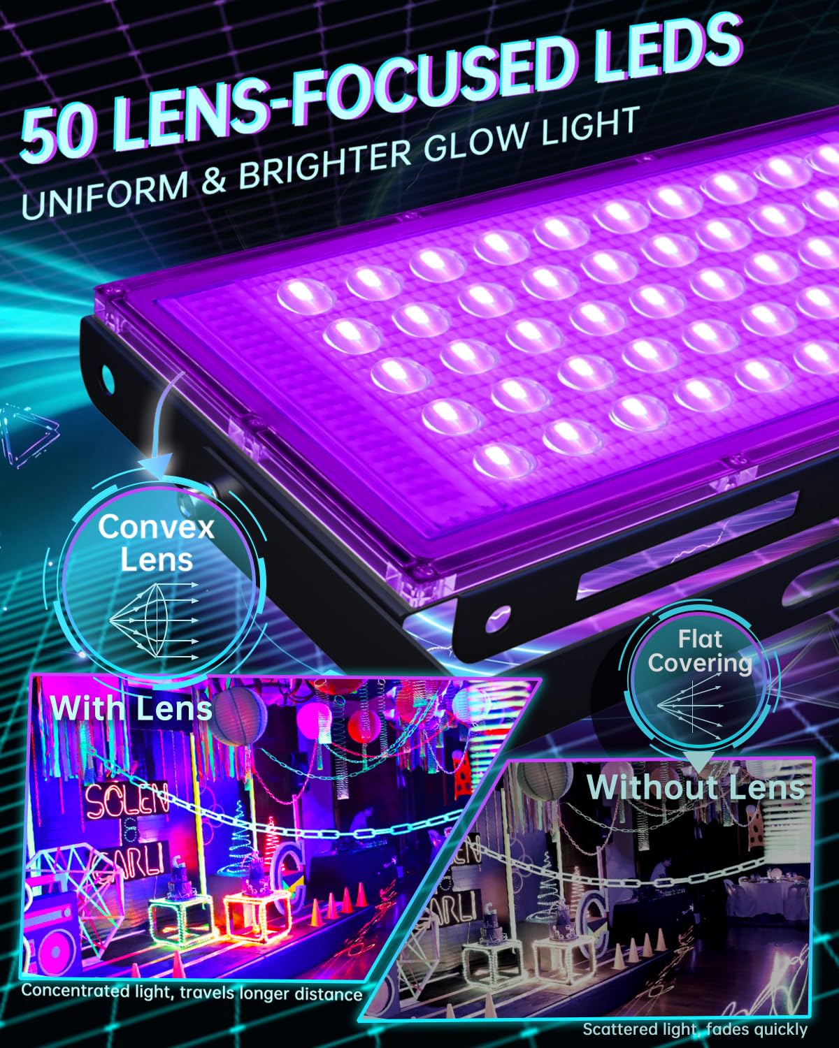 YAYIT 50W IP66 waterproof black light suitable for outdoor use.