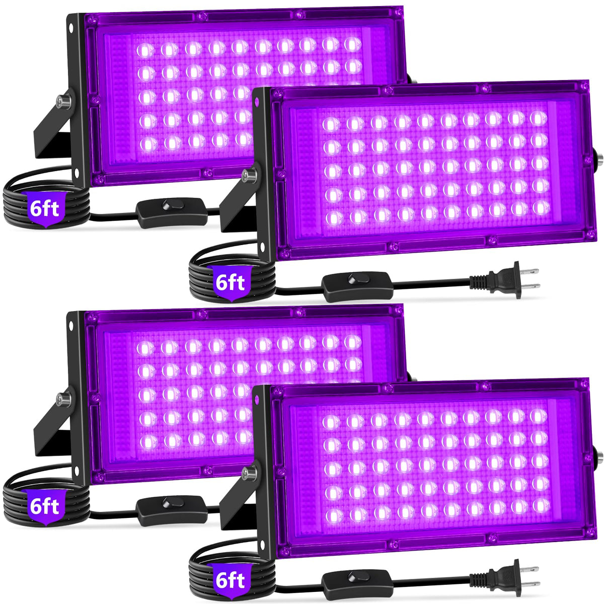 YAYIT 50W black light with plug switch for quick glow at parties.