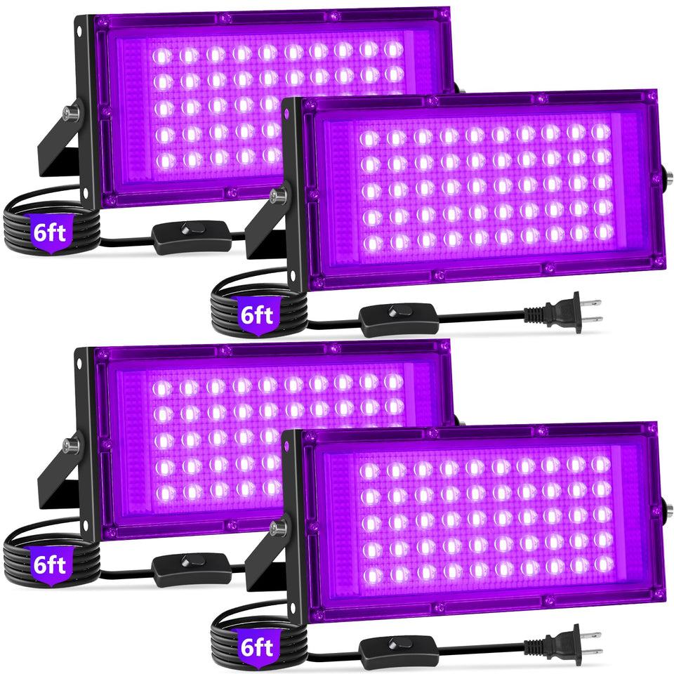 YAYIT 50W black light with plug switch for quick glow at parties.