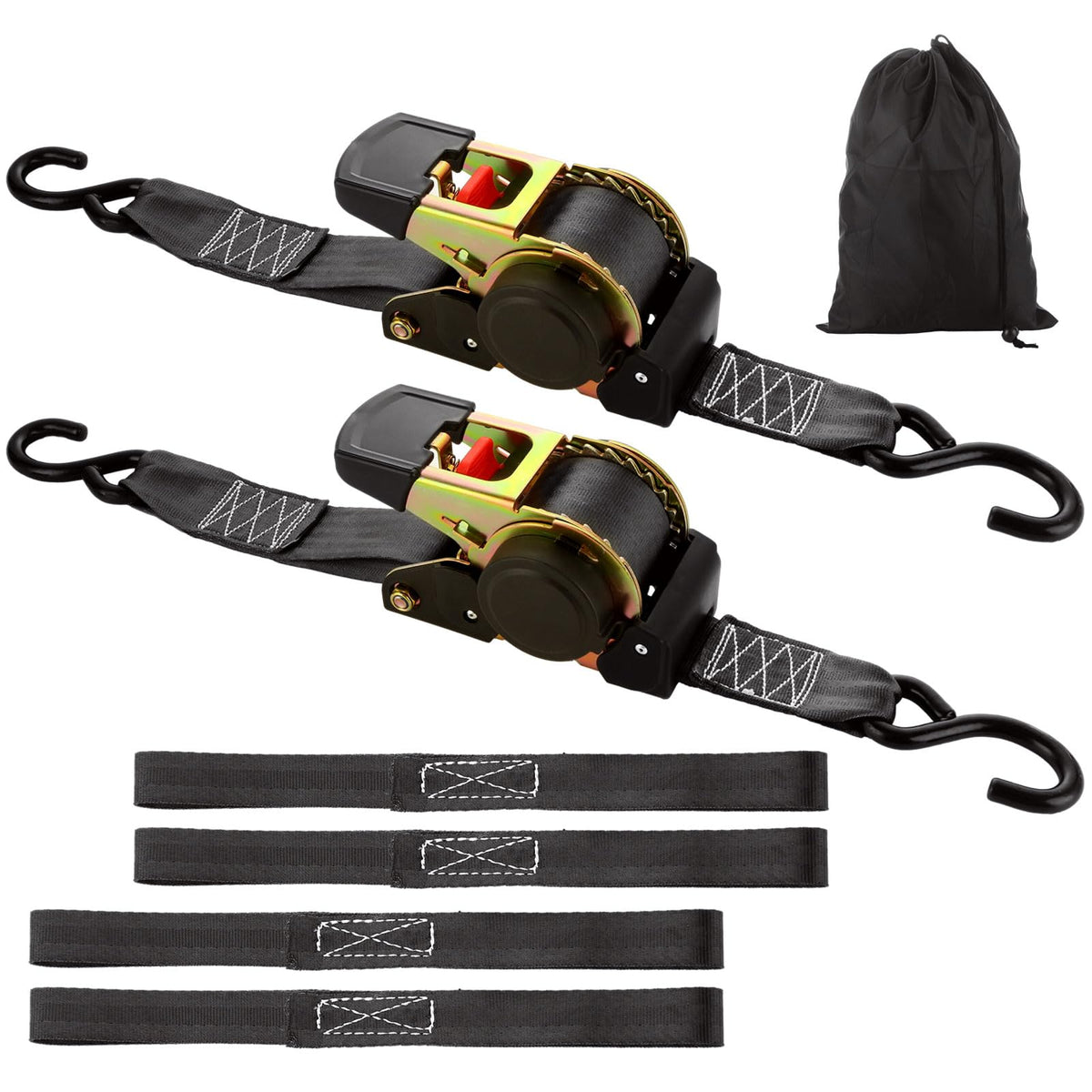 YAYODS retractable ratchet strap in use on a trailer securing cargo safely.