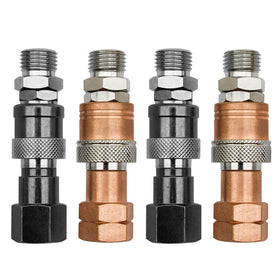 YBMTE oxygen quick connect fitting attached to a hose for secure, fast operation