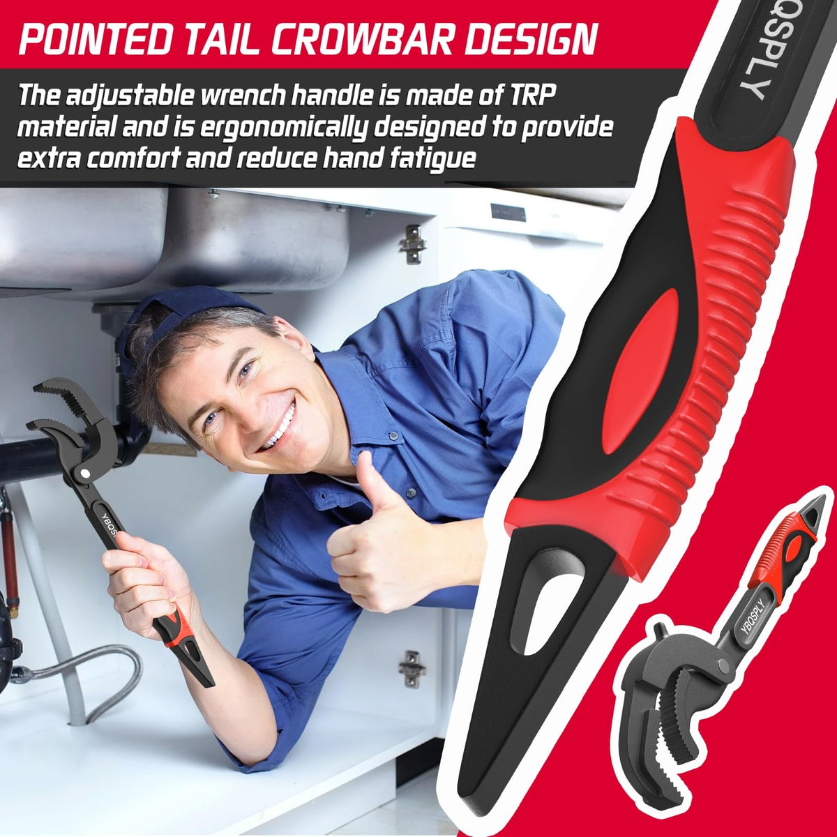 YBQSPLY Ergonomic TPR grip reduces hand fatigue.
