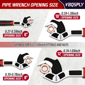 YBQSPLY 10-inch pipe wrench designed for larger pipes and leverage
