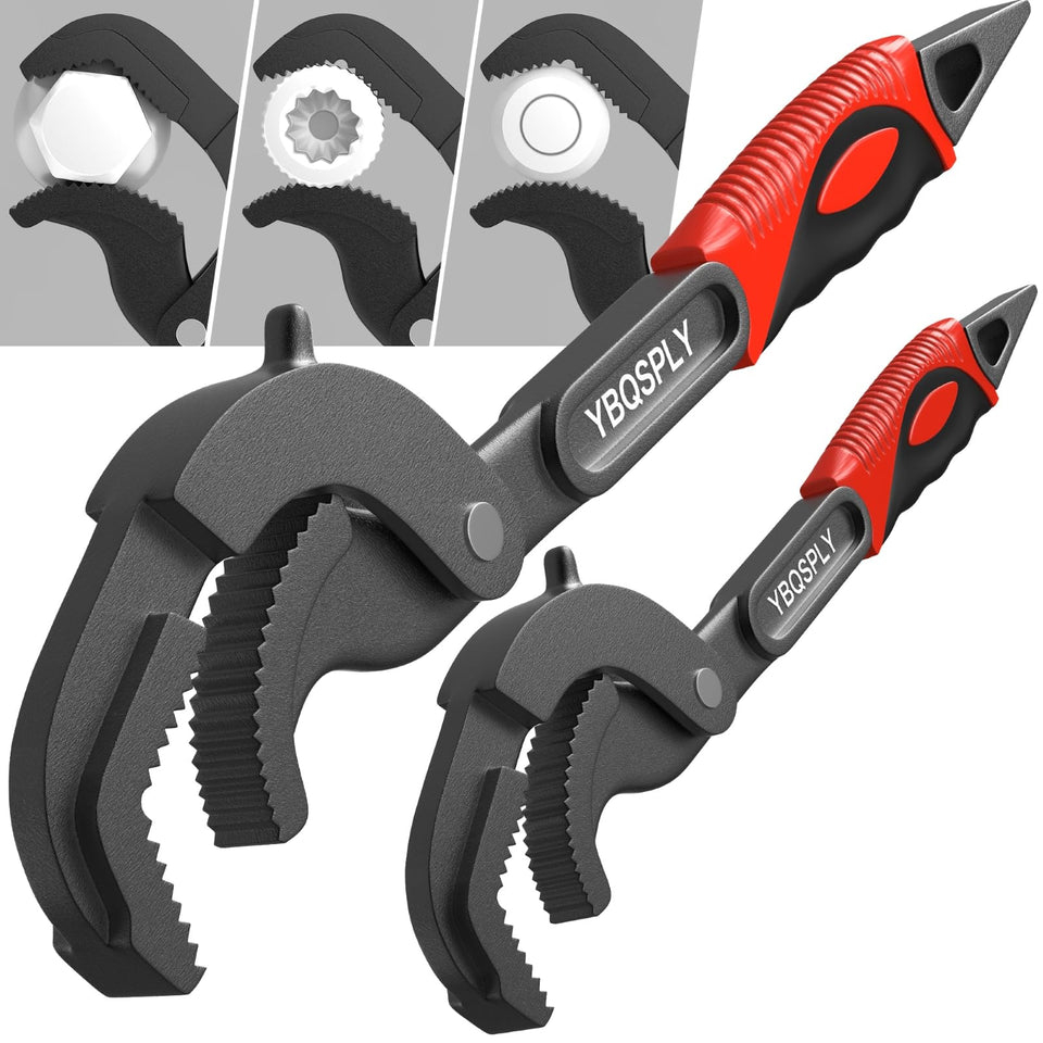 YBQSPLY Pipe Wrench 10-inch jaw open for tight fittings.