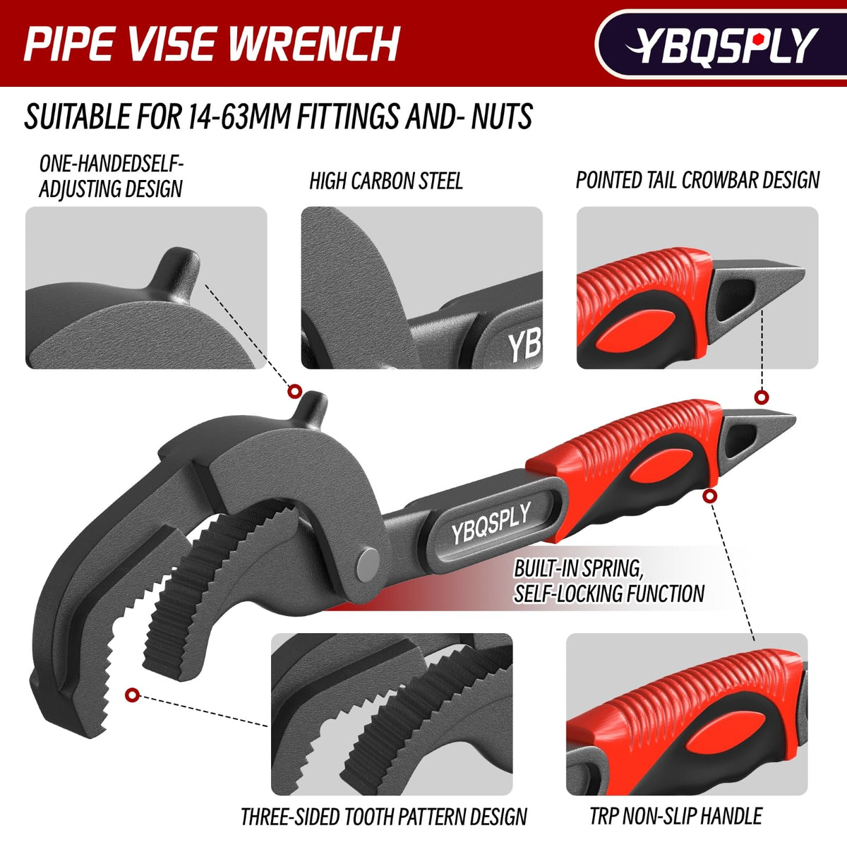 YBQSPLY Self-adjusting mechanism enables one-handed operation.