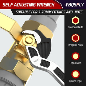 YBQSPLY self-adjusting wrench close-up with ergonomic grip and spring action