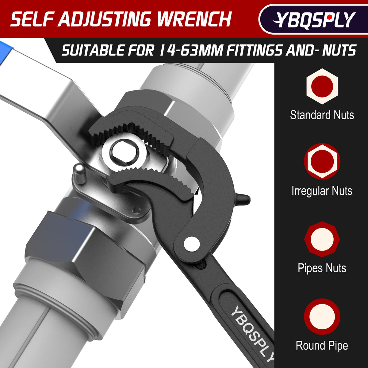 YBQSPLY Three-sided anti-slip teeth for secure grip.