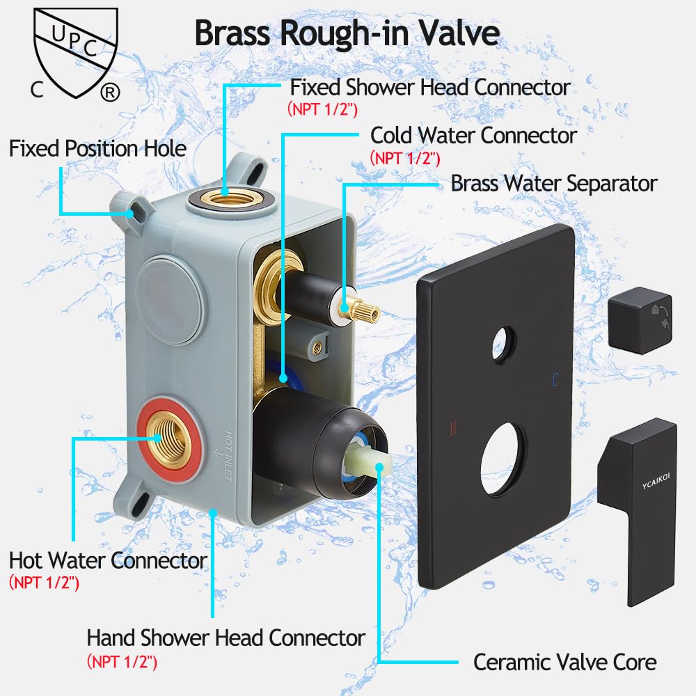 YCAIKOI 304 stainless steel shower arm resists corrosion