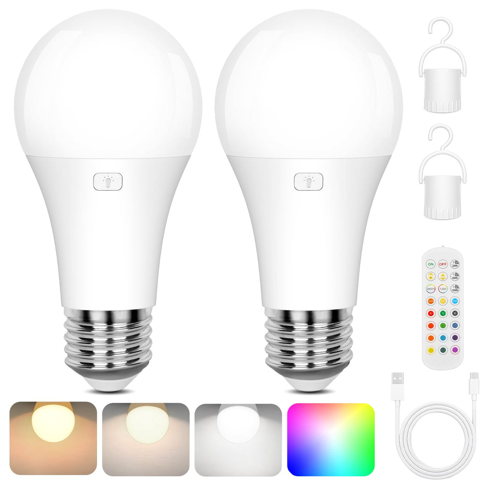Yochoice A19 rechargeable bulb with remote for easy control from your couch