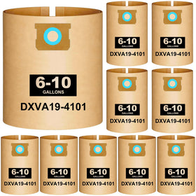 Ycuvin DXVA19-4101 vacuum bags fit DEWALT 6-10 gallon vacuums with high-efficiency filtration.