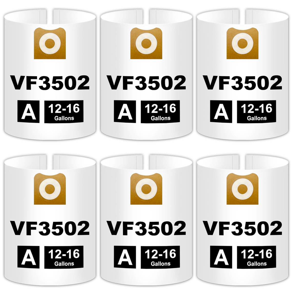 Ycuvin VF3502 six pack vacuum bags for Ridgid shop vacs