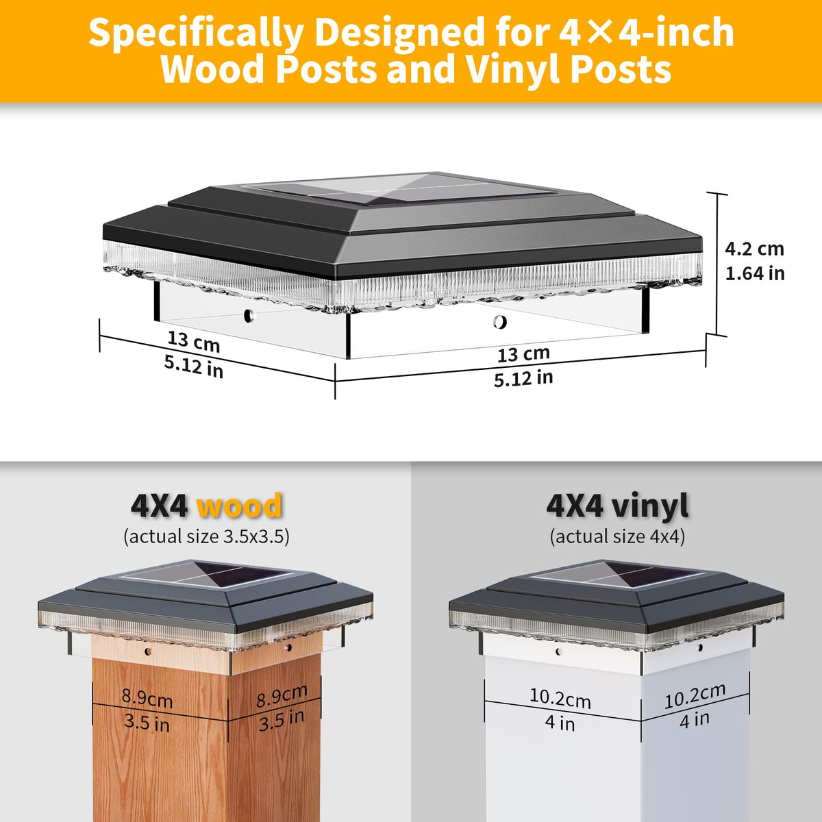 YDHOK 4x4 solar post cap light installation kit makes setup quick and easy.