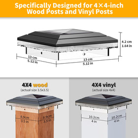 YDHOK 4x4 solar post cap light installation kit makes setup quick and easy.