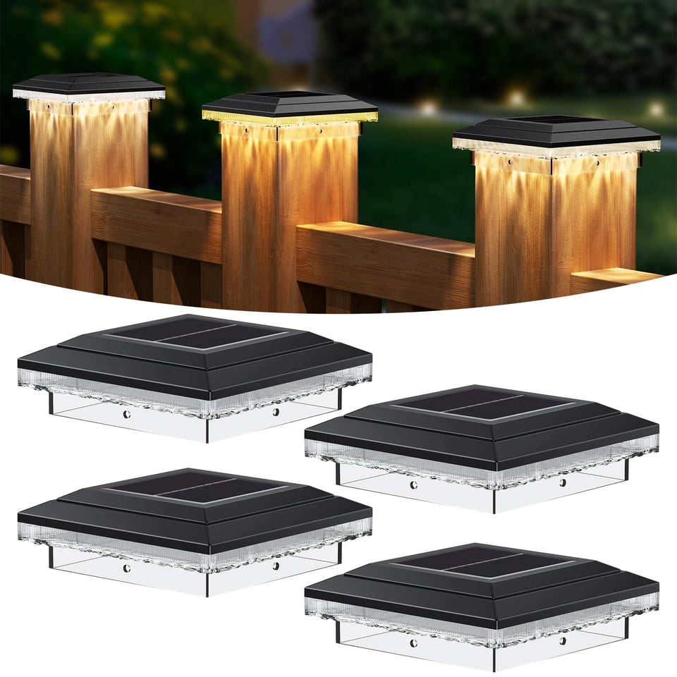 YDHOK 4x4 solar post cap light panel for efficient daytime charging and long night illumination.