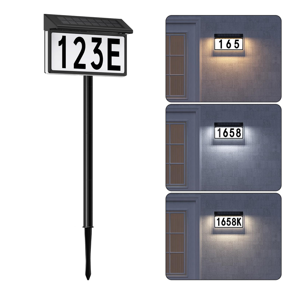 YDHOK solar address sign wall mount with bright daytime visibility.