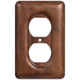 YDJSA decorative outlet cover in solid walnut highlights warm grain for elegant wall updates.