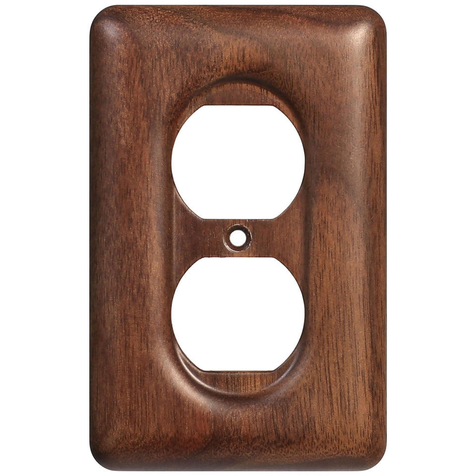 YDJSA decorative outlet cover in solid walnut highlights warm grain for elegant wall updates.