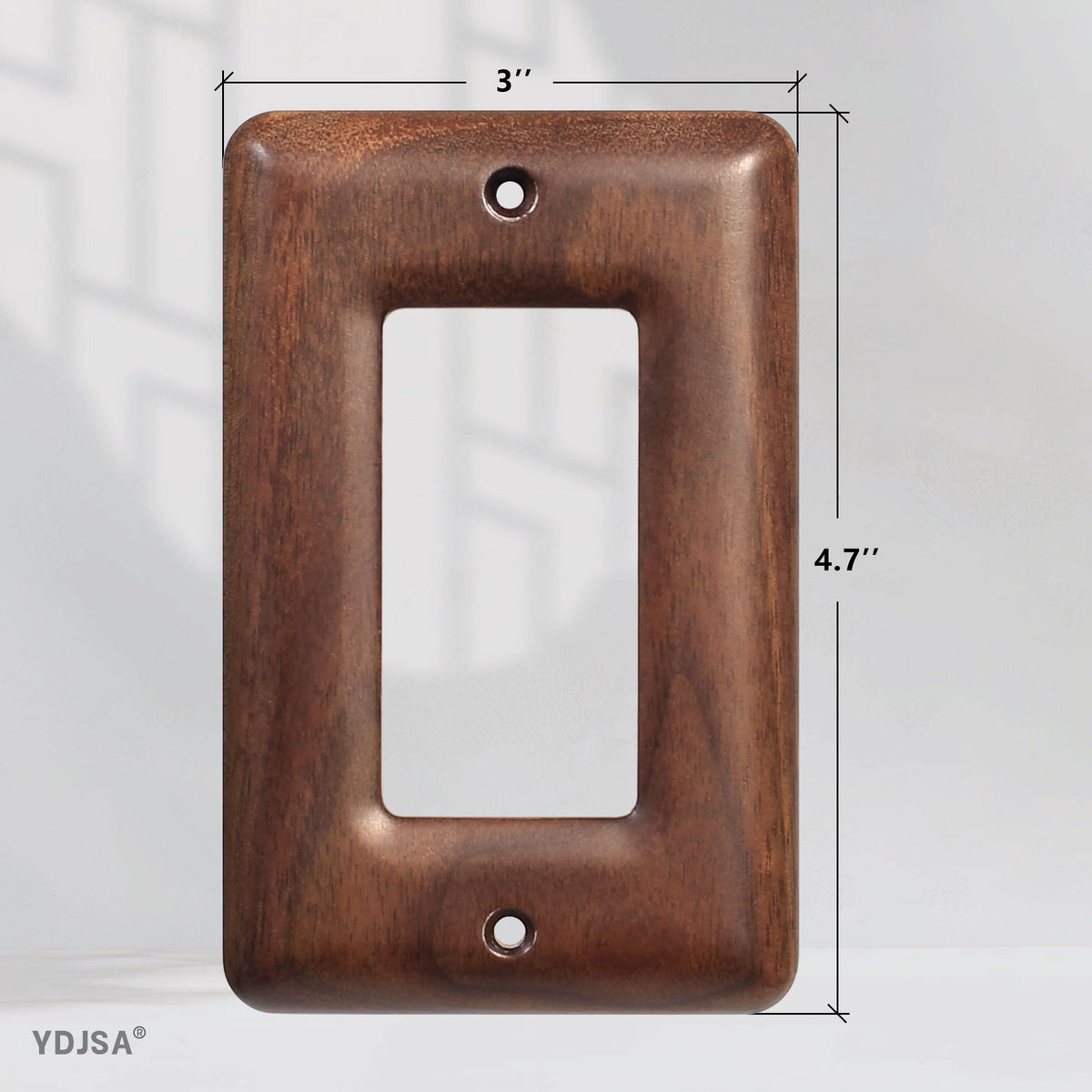 YDJSA walnut wall plate shows natural grain texture for authentic craftsman appeal.