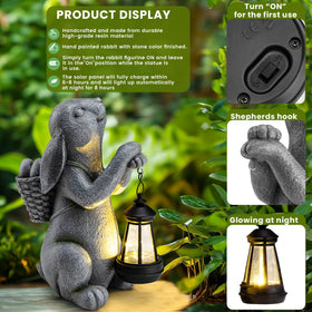 YDKOJGW balcony garden rabbit statue provides subtle, energy-saving illumination