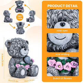 YDKOJGW bear statue for patio with solar panel auto-on at dusk