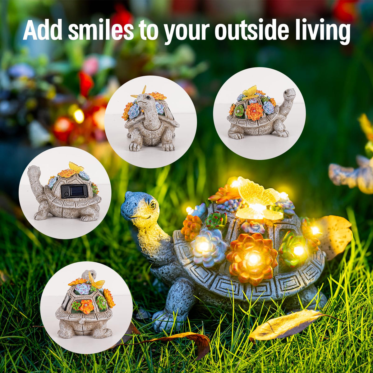 YDKOJGW 7-LED tortoise illuminates patios with energy-efficient outdoor lighting.