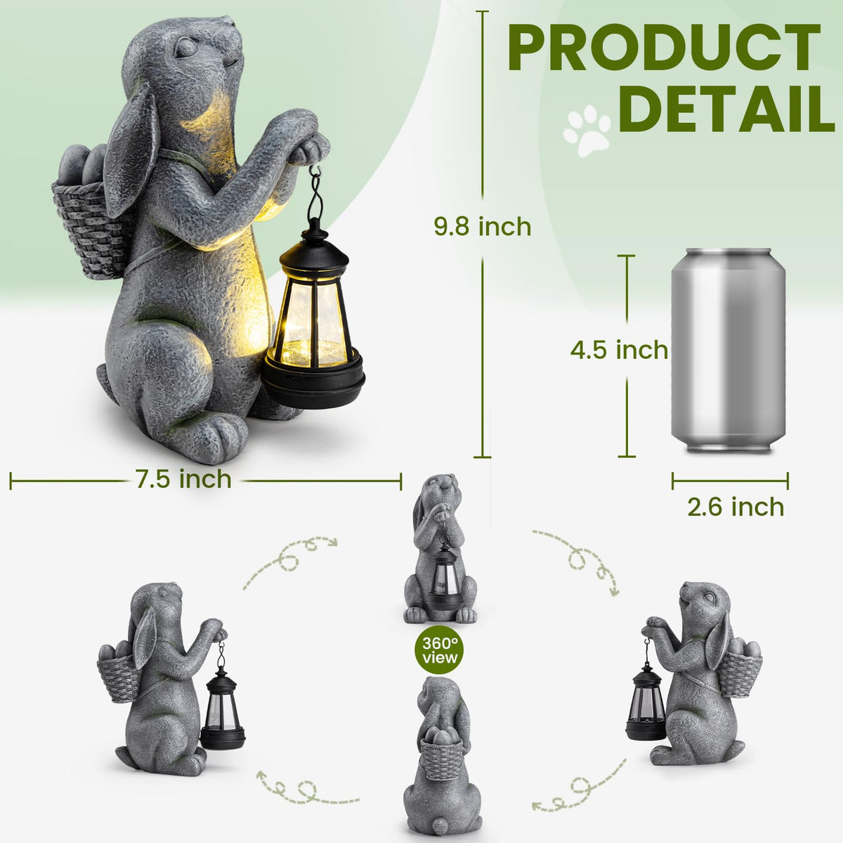YDKOJGW outdoor bunny figurine adds charming glow to your patio