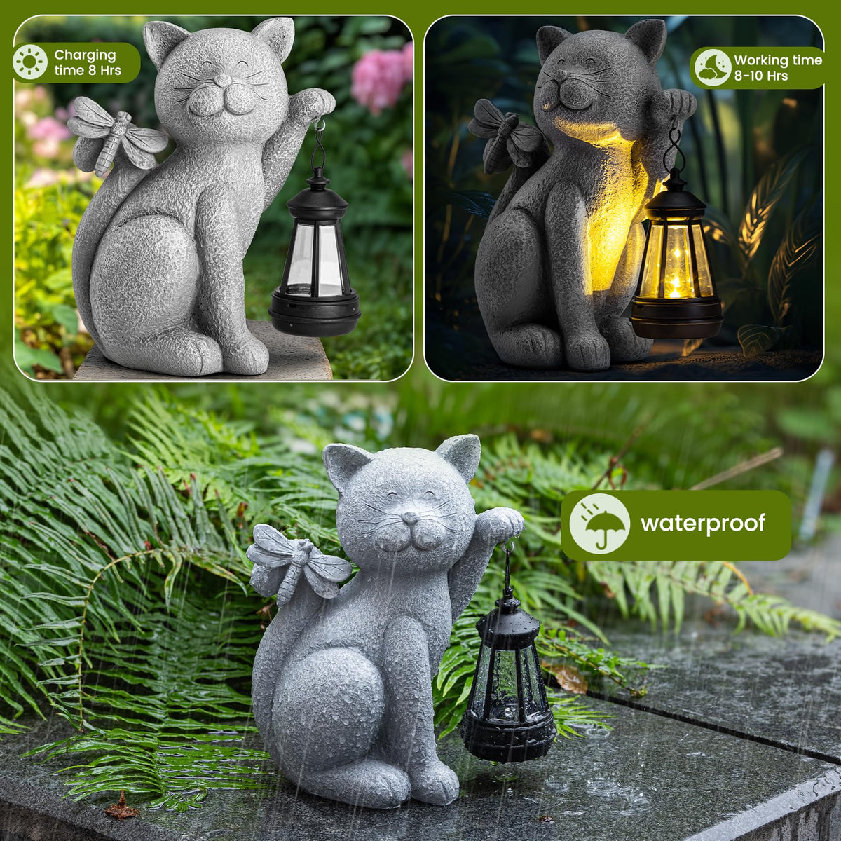 YDKOJGW solar cat statue easy setup and hands off operation