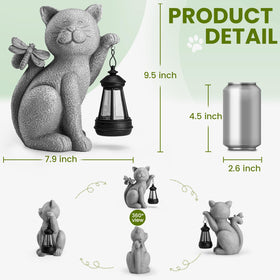 YDKOJGW solar cat statue on patio shows warm night illumination