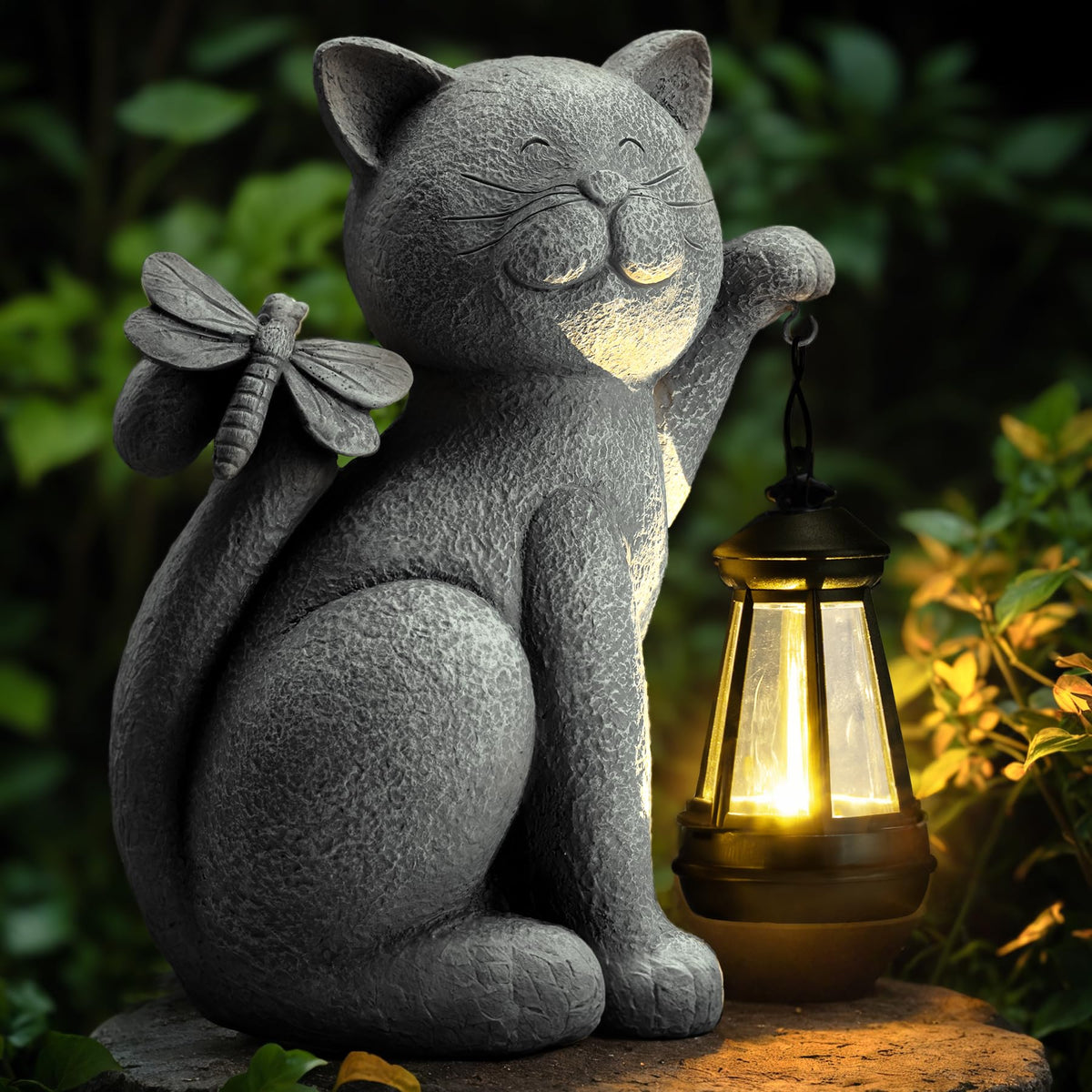 YDKOJGW solar cat statue on windowsill adds subtle glow