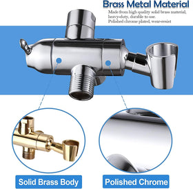 Three-way diverter function switches between handheld and fixed shower heads.
