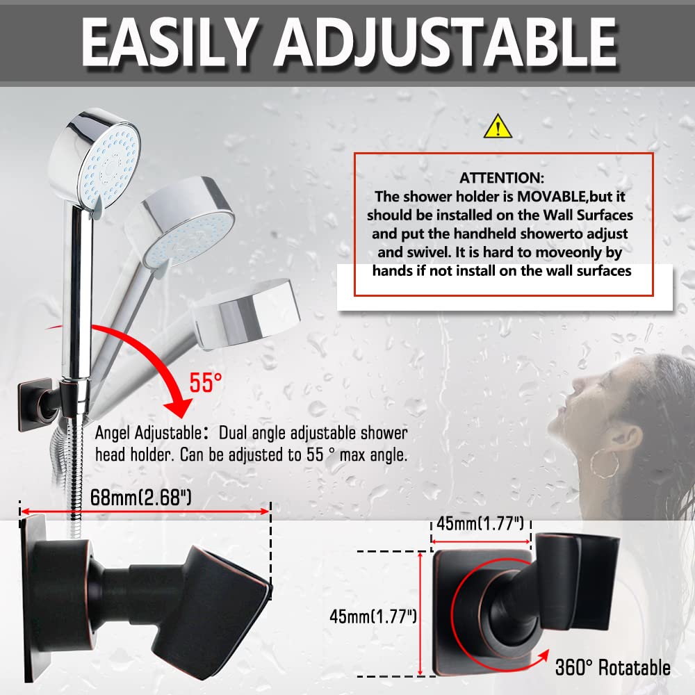 Oil-rubbed bronze YDmeet shower holder enables tool-free adhesive installation.