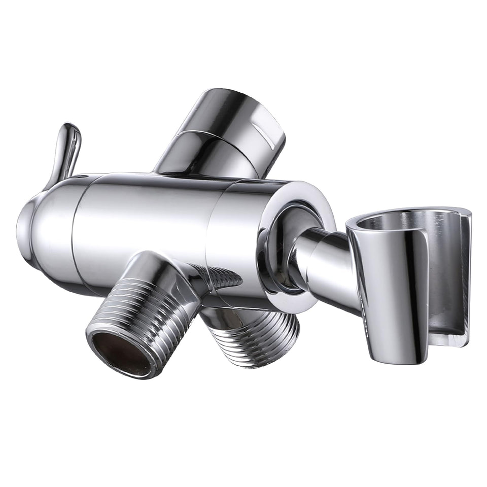 YDmeet shower arm diverter in polished chrome with brass body for durable water control.