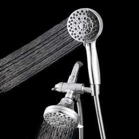 Simultaneous dual-head mode delivers balanced water flow to both heads.