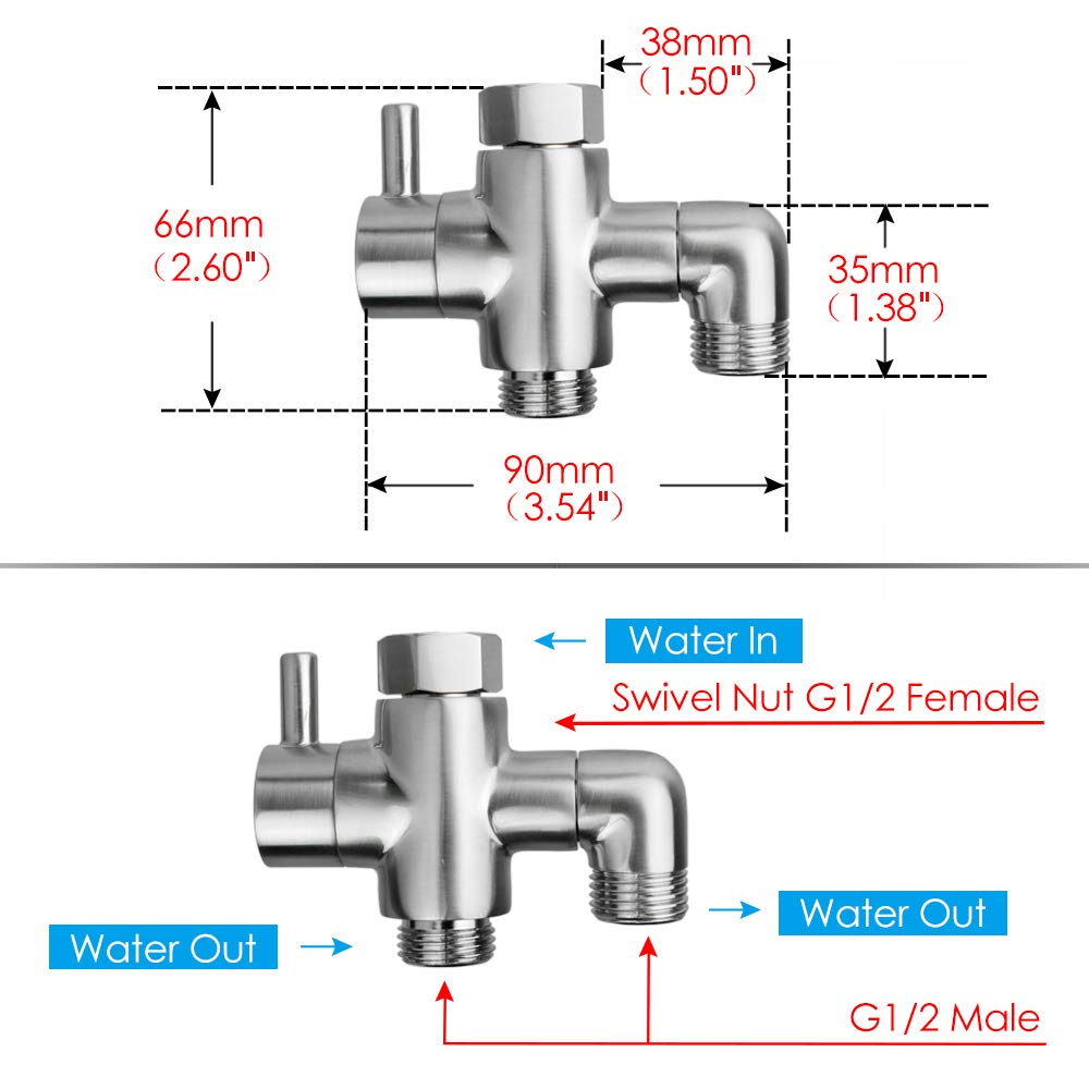 Solid brass one-piece construction of YDmeet shower diverter