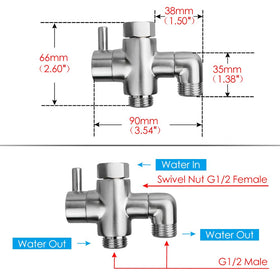 Solid brass one-piece construction of YDmeet shower diverter