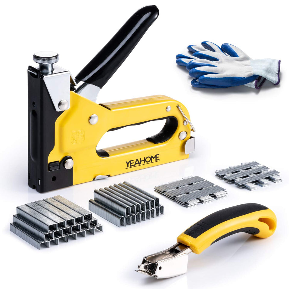 YEAHOME 4-in-1 staple gun front view for upholstery projects.