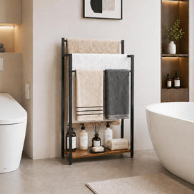 yeavs blanket ladder detail shows rustic shelf and durable frame for versatile storage