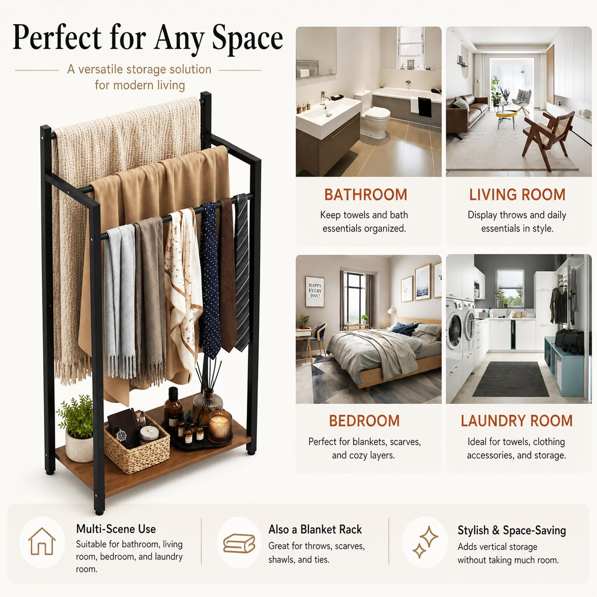 yeavs stylish towel rack complements bathroom and living room decor