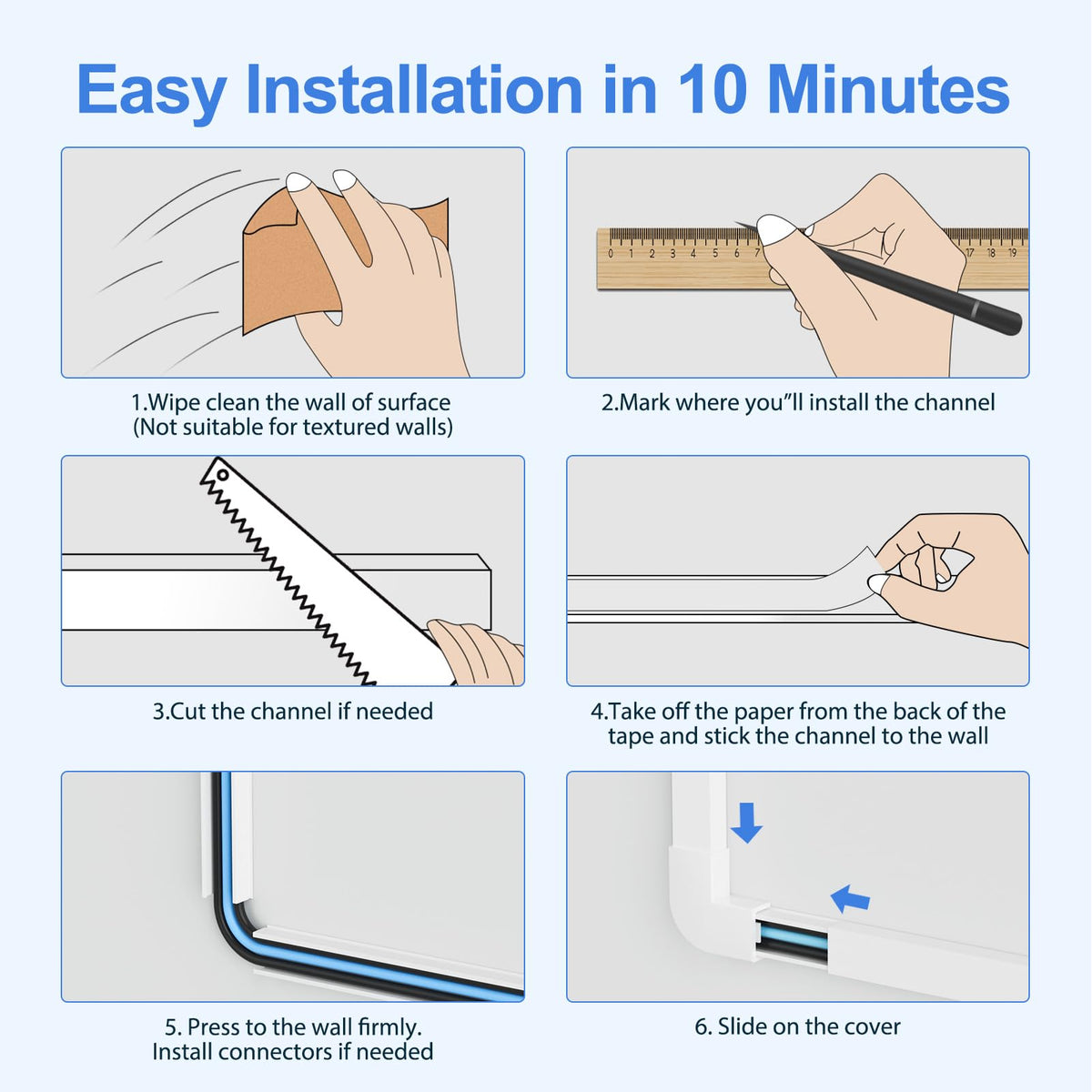 Yecaye Cord Hider open channel view illustrating cable routing options