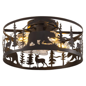 YEDAORL farmhouse caged fan with light featuring bear-deer pattern for rustic ambiance