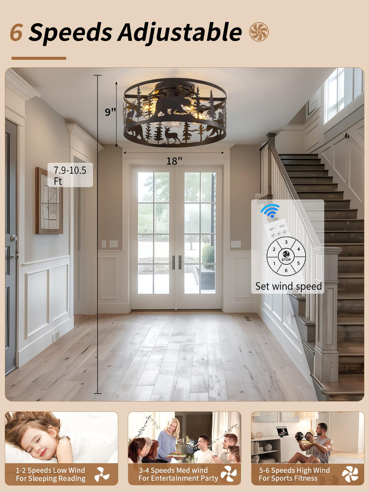 YEDAORL seven-blade design ensures balanced room airflow