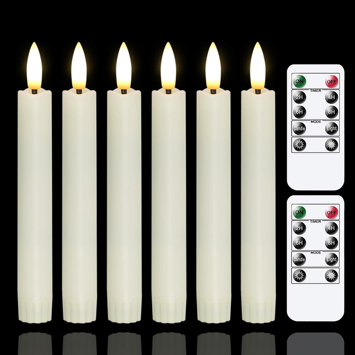 Yeelida 6-inch ivory flameless taper with 3D wick for a realistic ambient glow